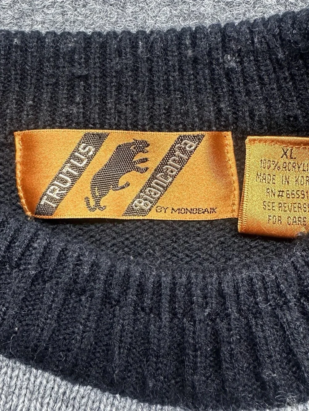Vintage Trutus Biancarra by Monobaik Men’s XL Crewneck Leather Patchwork 80s/90s